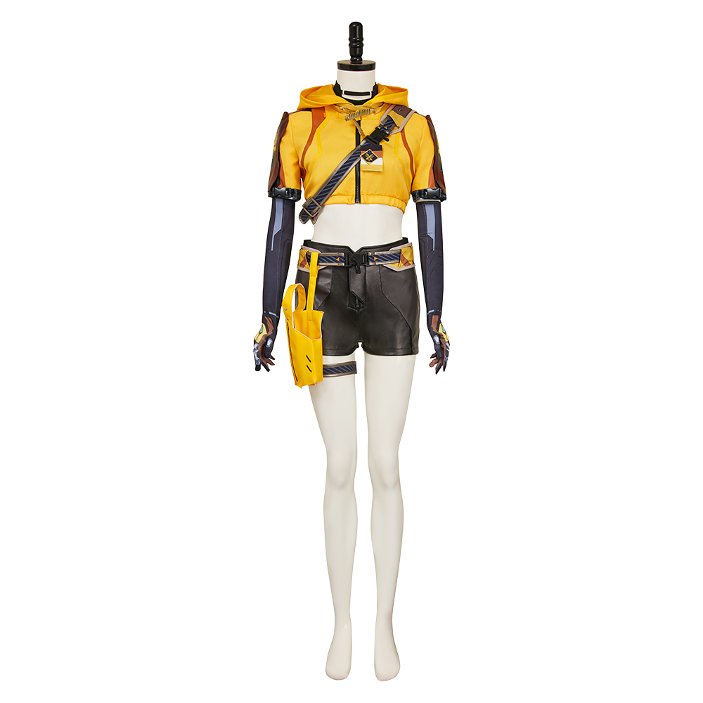 FragPunk Hollowpoint Women Yellow Outfits Halloween Carnival Cosplay Costume