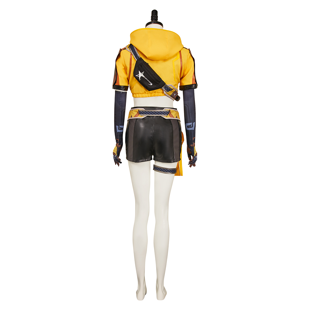 FragPunk Hollowpoint Women Yellow Outfits Halloween Carnival Cosplay Costume