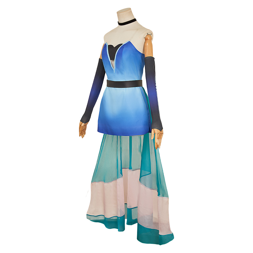 Hazbin Hotel Season 2 Angel Dust Blue Dress Outfits Halloween Carnival Cosplay Costume