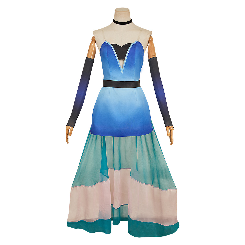 Hazbin Hotel Season 2 Angel Dust Blue Dress Outfits Halloween Carnival Cosplay Costume