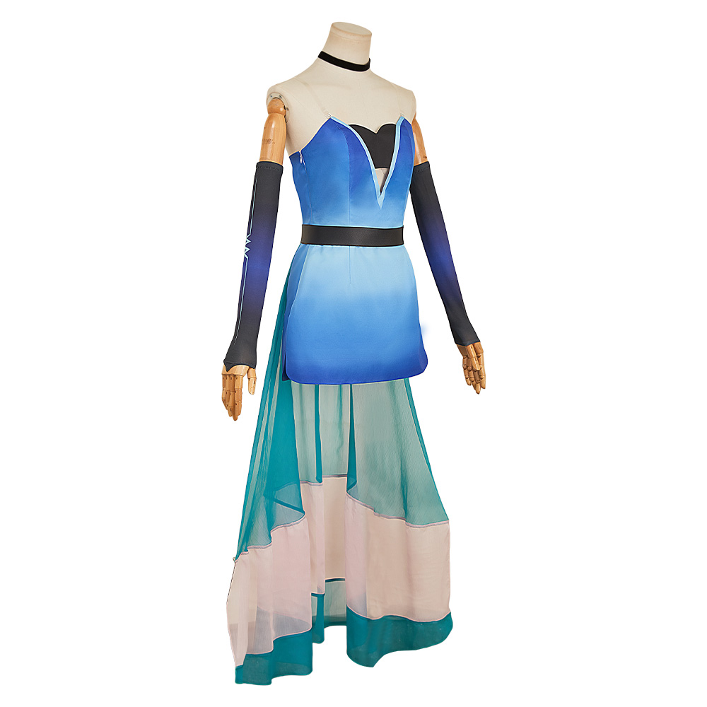 Hazbin Hotel Season 2 Angel Dust Blue Dress Outfits Halloween Carnival Cosplay Costume