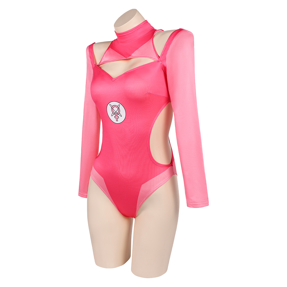 Invincible Atom Eve Woman Pink Swimsuit with Sleeve Outfits Halloween Carnival Cosplay Costume
