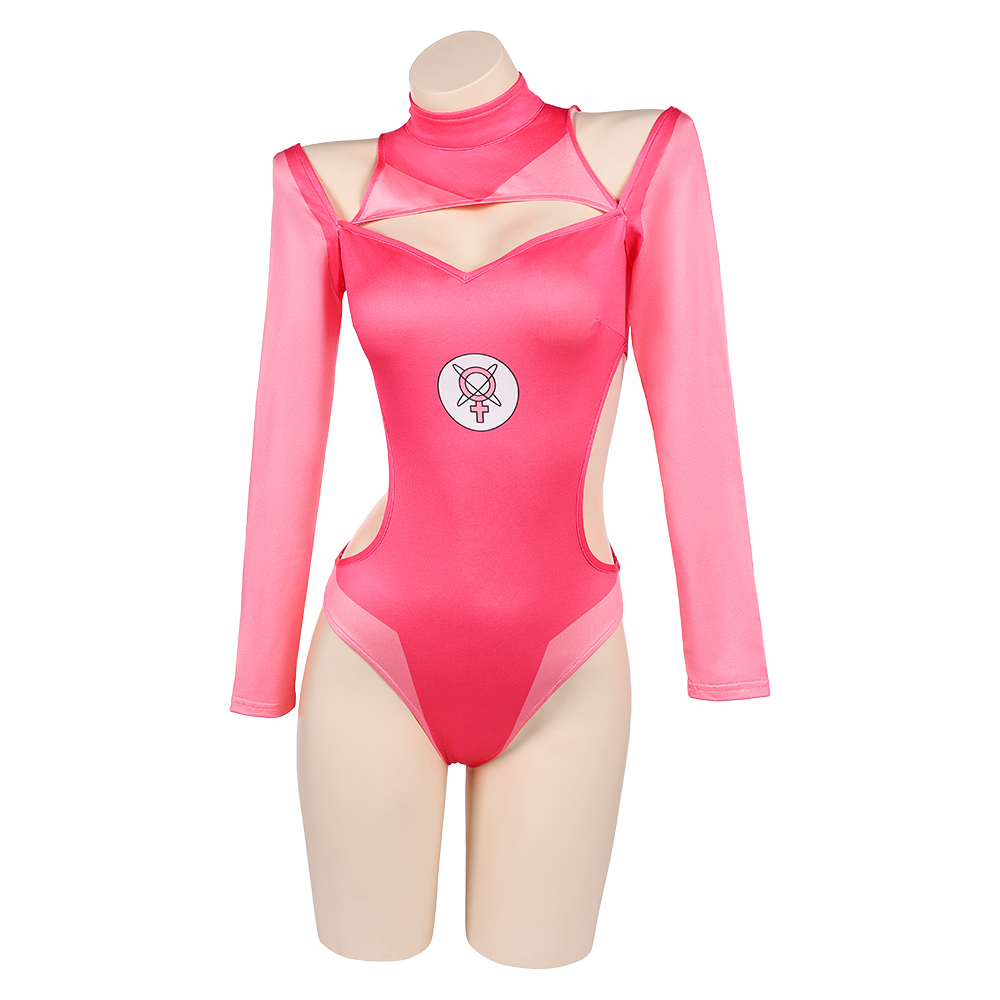 Invincible Atom Eve Woman Pink Swimsuit with Sleeve Outfits Halloween Carnival Cosplay Costume