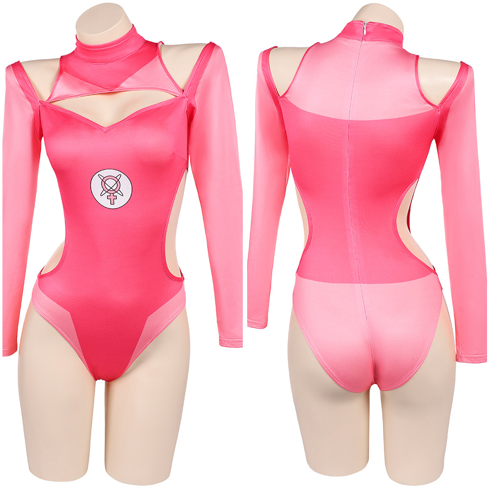 Invincible Atom Eve Woman Pink Swimsuit with Sleeve Outfits Halloween Carnival Cosplay Costume