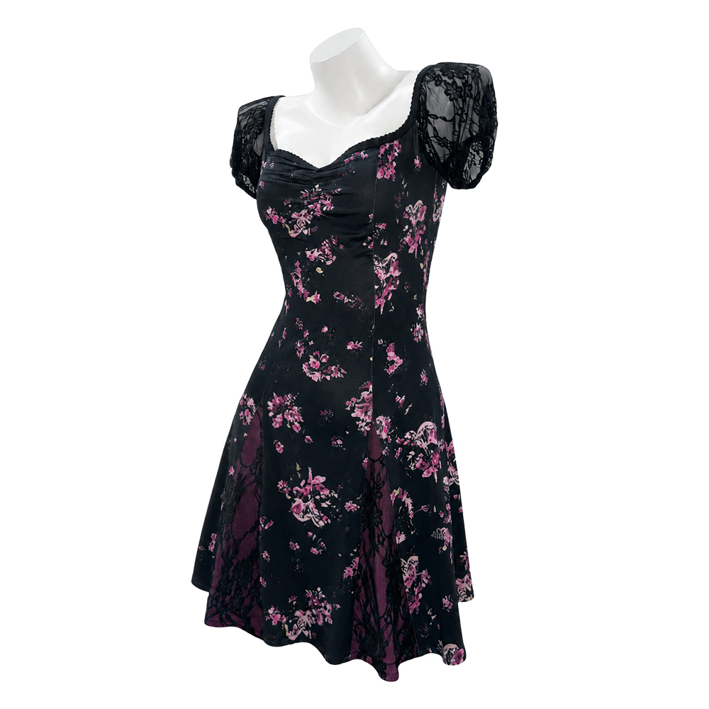 Obsession Nikki Women Black Printed Dress Outfits Halloween Carnival Cosplay Costume