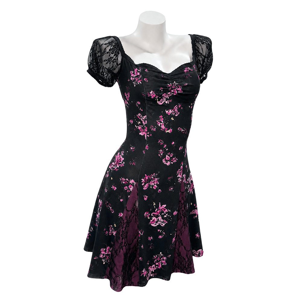 Obsession Nikki Women Black Printed Dress Outfits Halloween Carnival Cosplay Costume