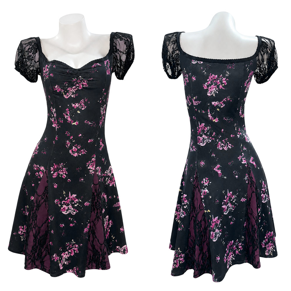 Obsession Nikki Women Black Printed Dress Outfits Halloween Carnival Cosplay Costume