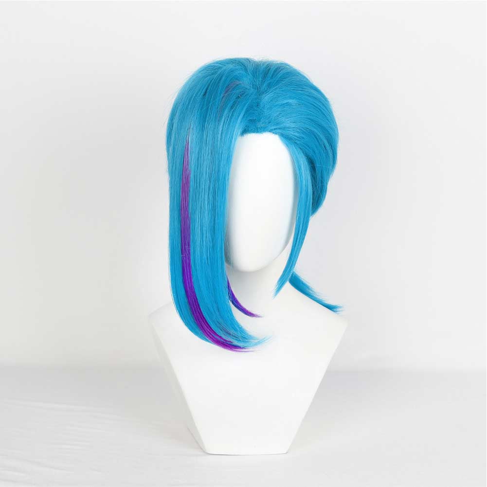Arcane: League of Legends Jinx Blue Short Wig Halloween Cosplay Costume Accessories
