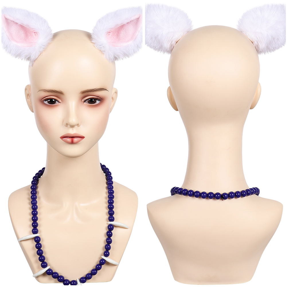 Inuyasha Furry Ear Headband Necklace Set Halloween Carnival Cosplay Costume Accessories