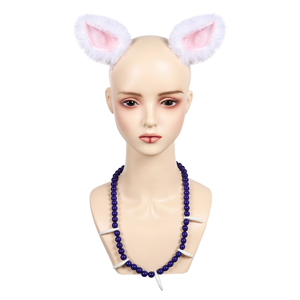 Inuyasha Furry Ear Headband Necklace Set Halloween Carnival Cosplay Costume Accessories