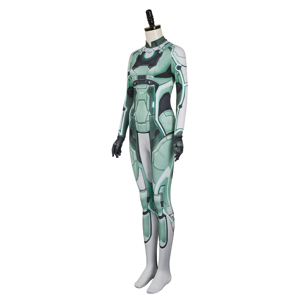 Split Fiction Zoe Women Green Sci-Fi Jumpsuit Outfits Halloween Carnival Cosplay Costume