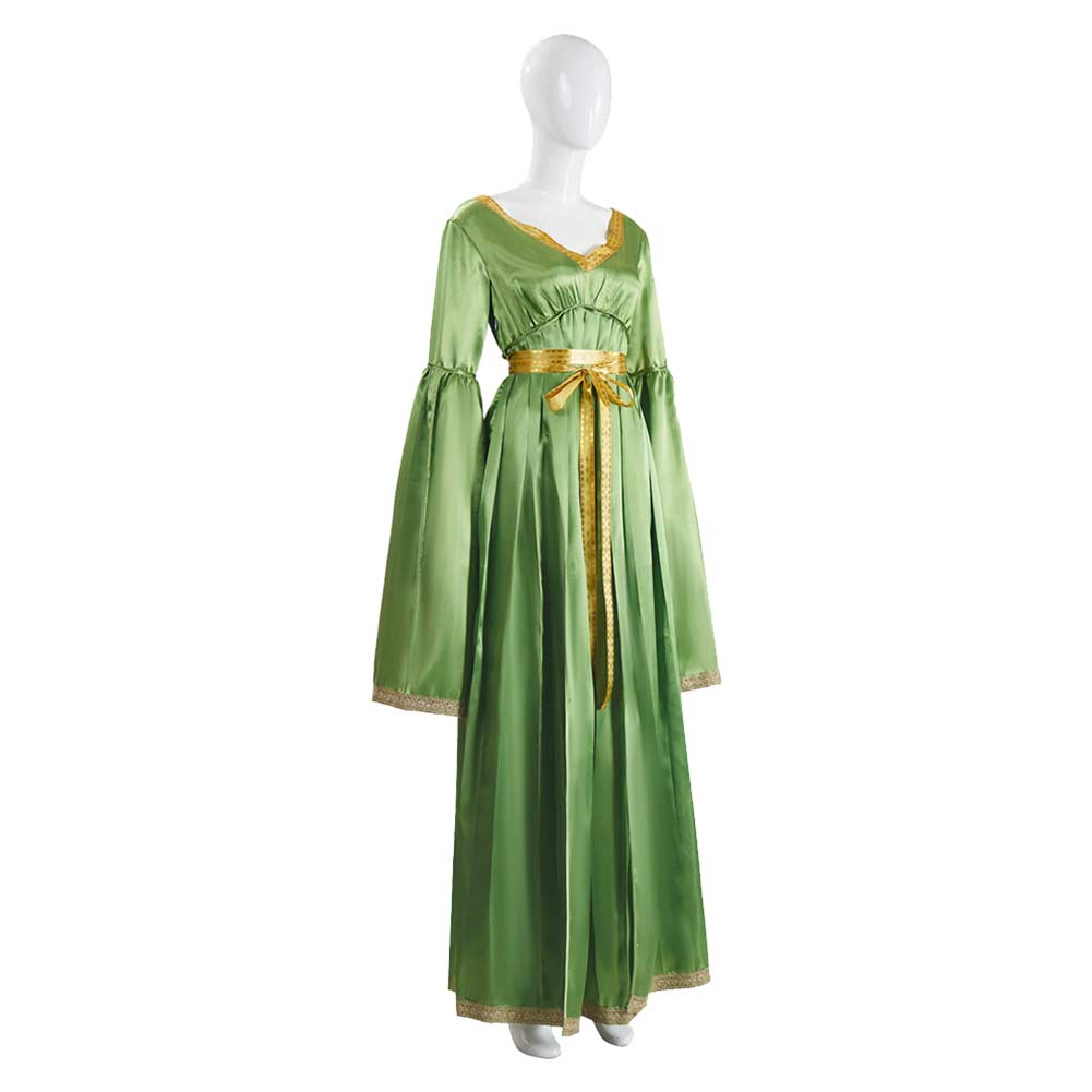 Princess Leia Green Long Sleeves Dress Halloween Carnival Party Cosplay Costume