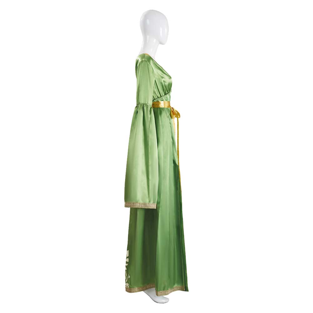 Princess Leia Green Long Sleeves Dress Halloween Carnival Party Cosplay Costume