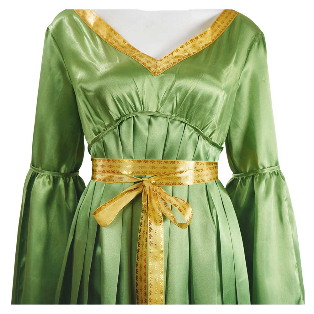 Princess Leia Green Long Sleeves Dress Halloween Carnival Party Cosplay Costume