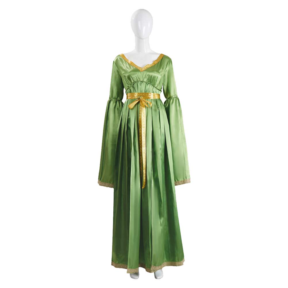 Princess Leia Green Long Sleeves Dress Halloween Carnival Party Cosplay Costume