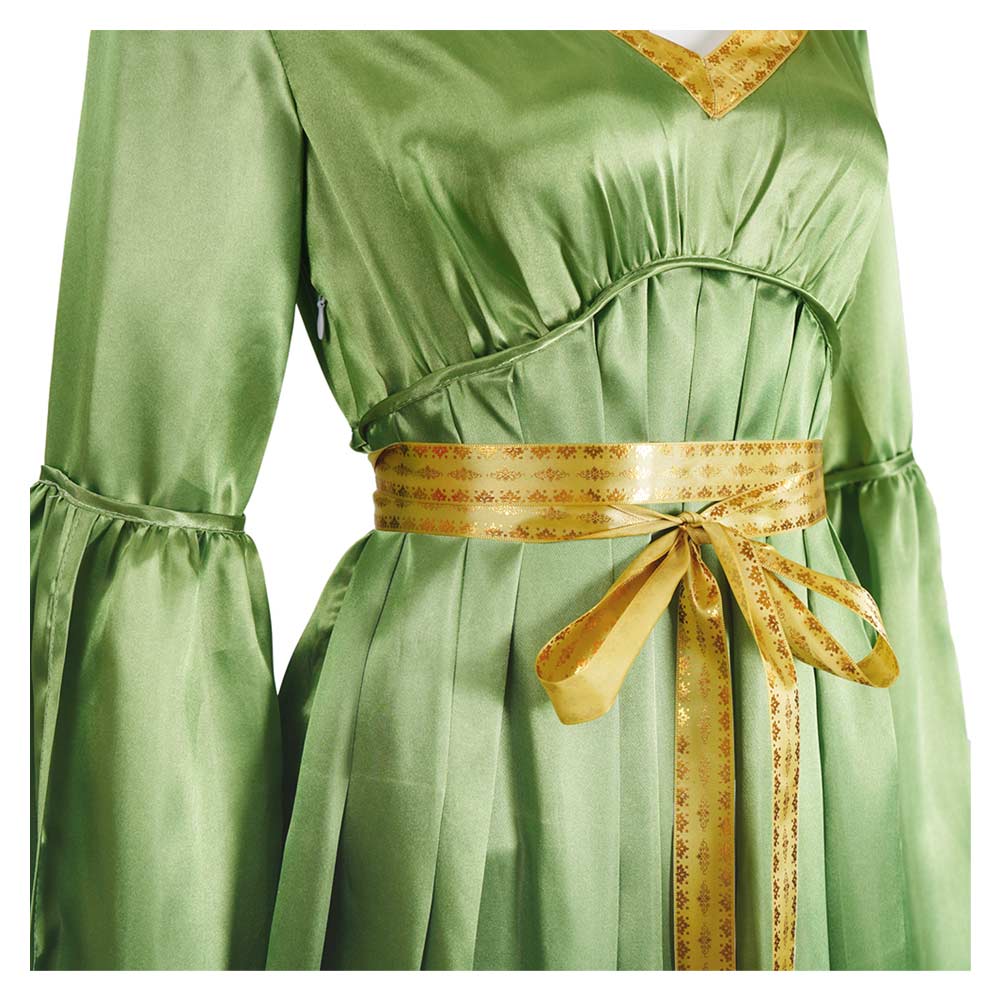 Princess Leia Green Long Sleeves Dress Halloween Carnival Party Cosplay Costume
