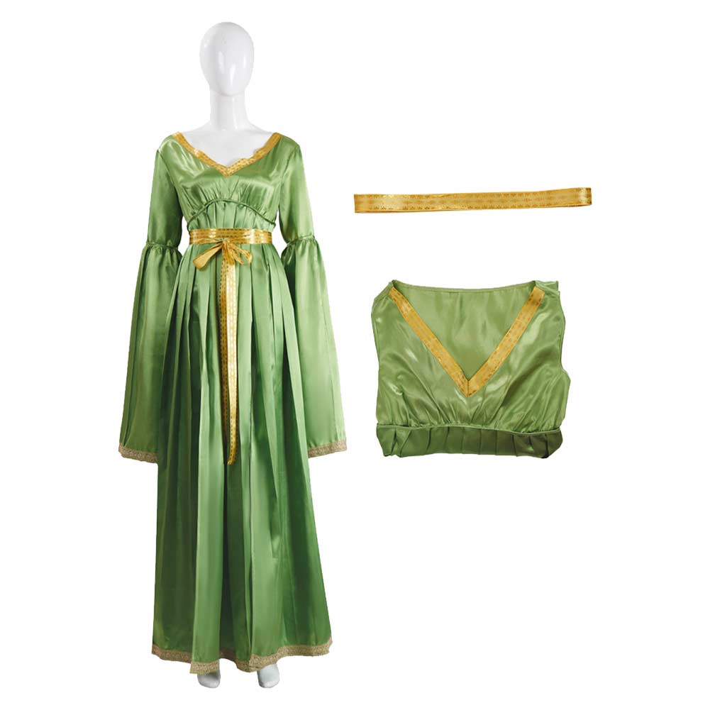 Princess Leia Green Long Sleeves Dress Halloween Carnival Party Cosplay Costume
