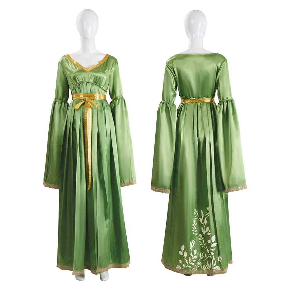 Princess Leia Green Long Sleeves Dress Halloween Carnival Party Cosplay Costume
