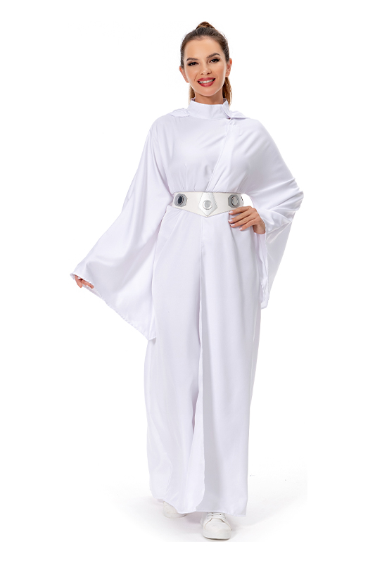 Star Wars Princess Leia Cosplay Costume White Dress Outfits Halloween Carnival Suit