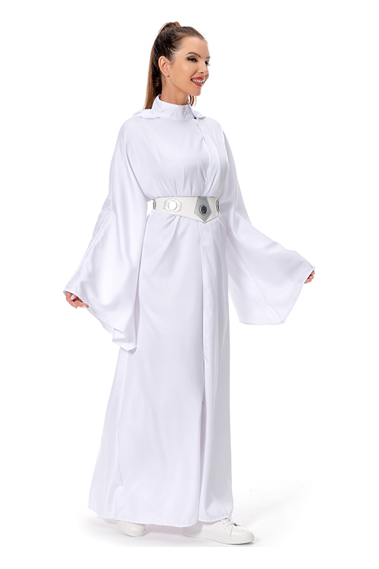 Star Wars Princess Leia Cosplay Costume White Dress Outfits Halloween Carnival Suit