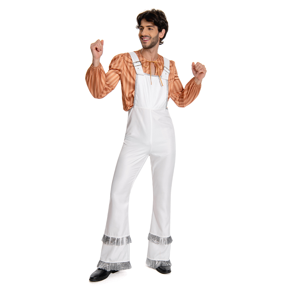ABBA Bjorn Ulvaeus Retro 70S Overalls Set Outfits Halloween Carnival Suit Cosplay Costume