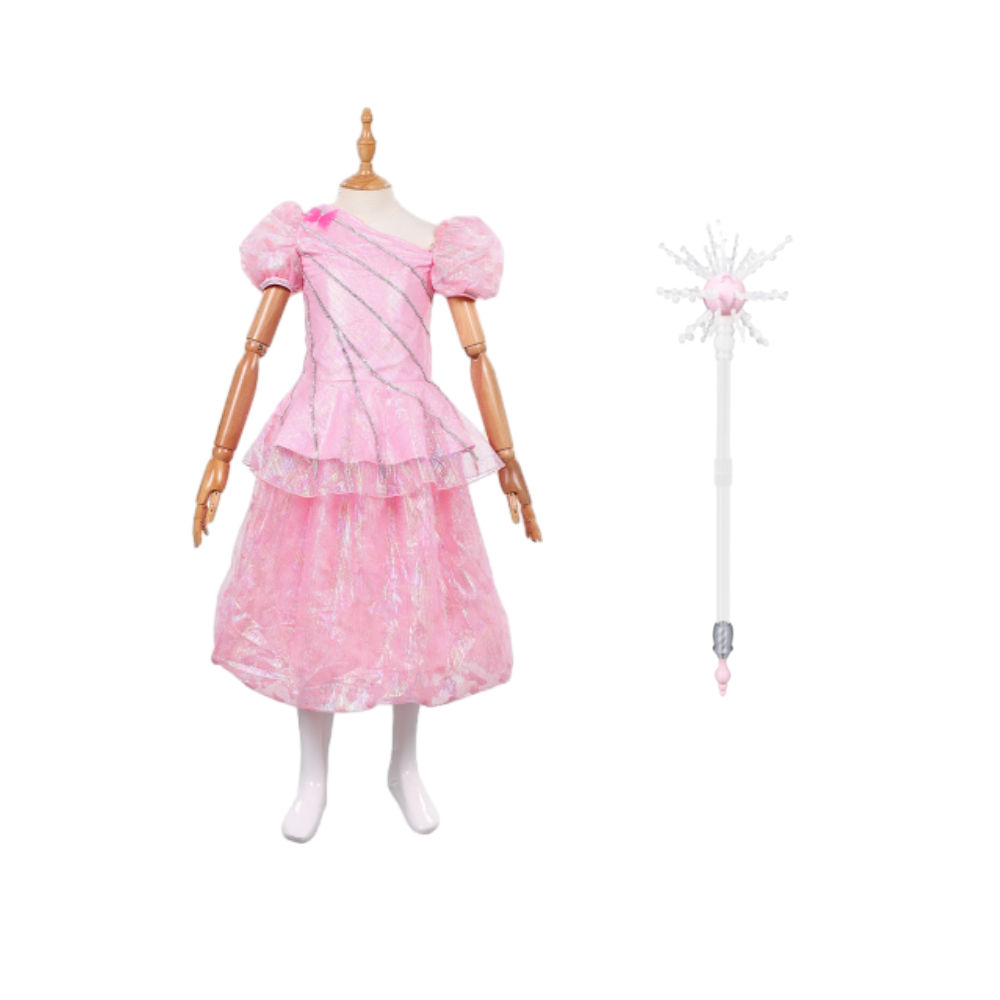 Wicked: The Good Glinda Kids Pink Tulle Dress Halloween Carnival Cosplay Costume