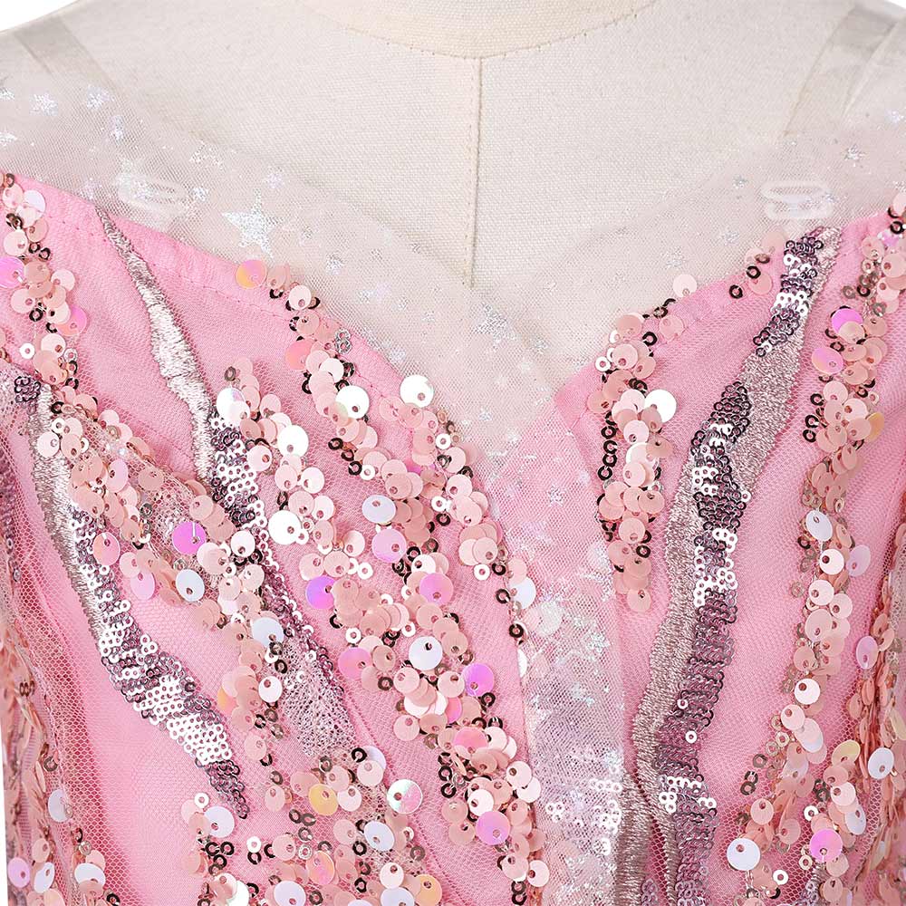 Wicked (2024) Glinda Kids Children Pink Dress Outfits Halloween Carniv