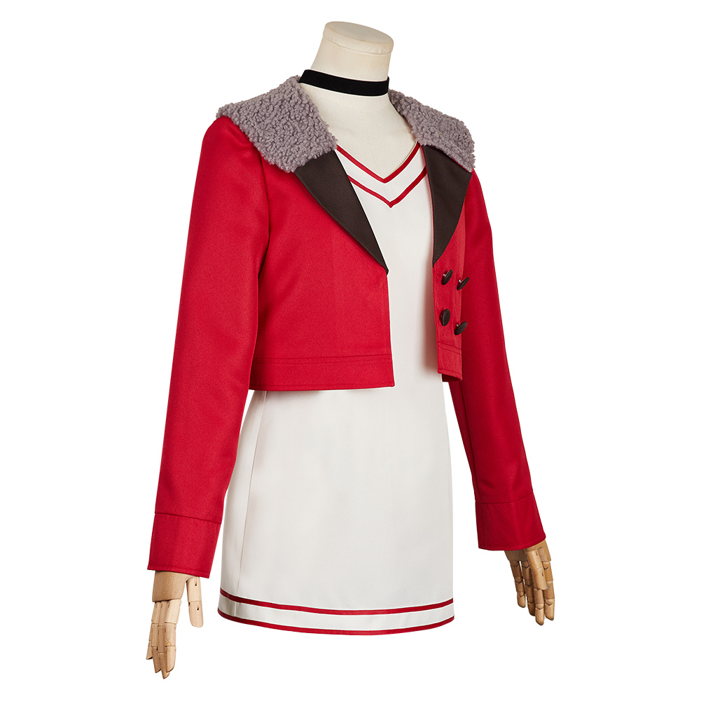 Dandadan Momo Ayase Red Coat Dress Outfits Halloween Carnival Cosplay Costume