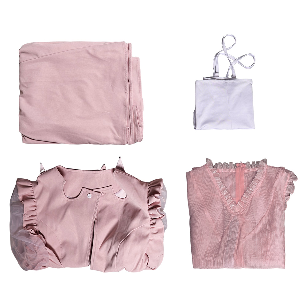 Wicked (2024) Glinda Women Pink Puffy Sleeve Outfits Halloween Carnival Cosplay Costume