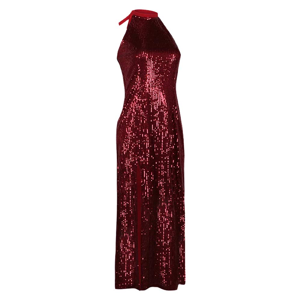 John Wick Eve Macarro Claret Sleeveless Gown Halloween Carnival Party Cosplay Costume