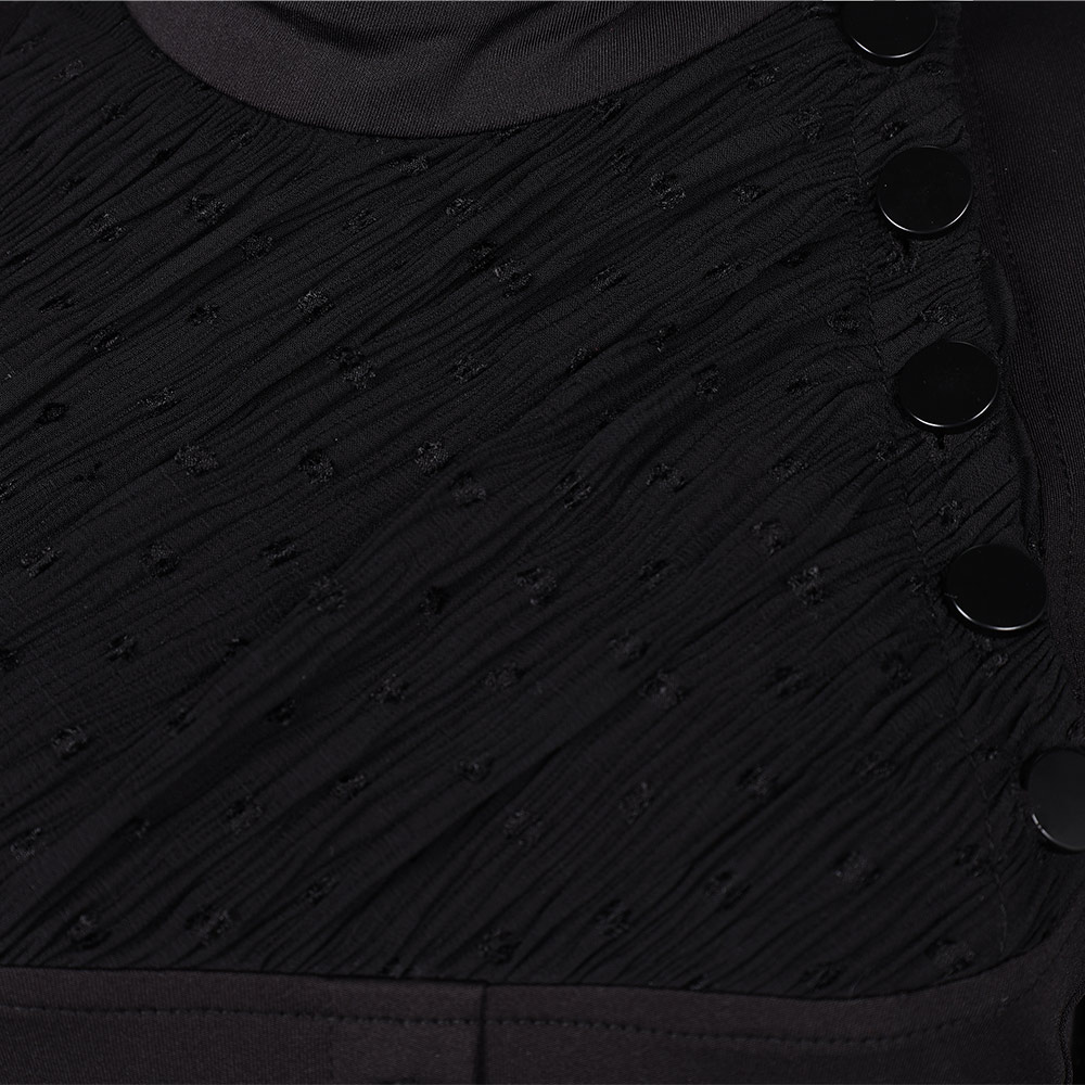 Wicked (2024) Elphaba Women Black Puffy Sleeves Dress Outfits Halloween Carnival Cosplay Costume