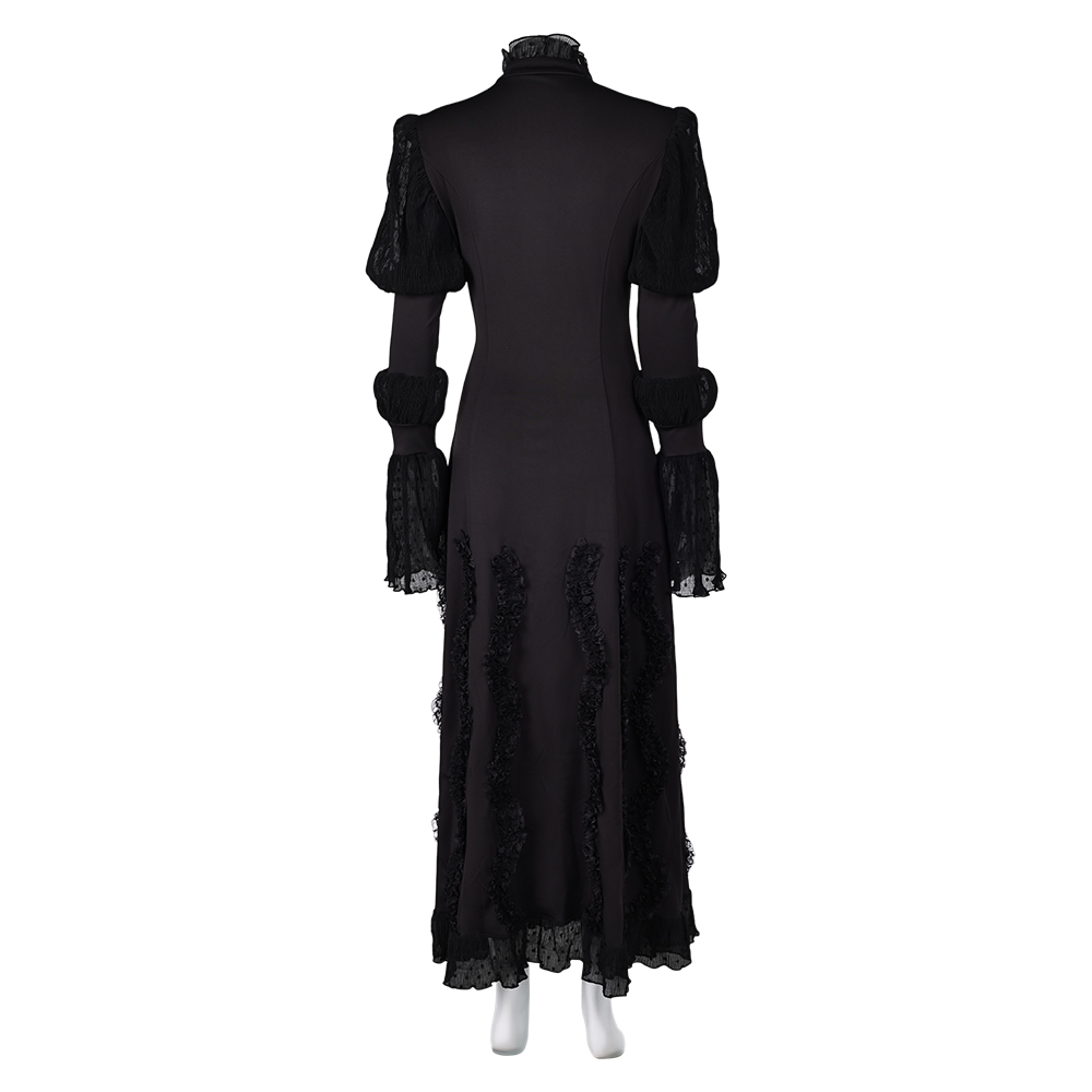 Wicked (2024) Elphaba Women Black Puffy Sleeves Dress Outfits Halloween Carnival Cosplay Costume