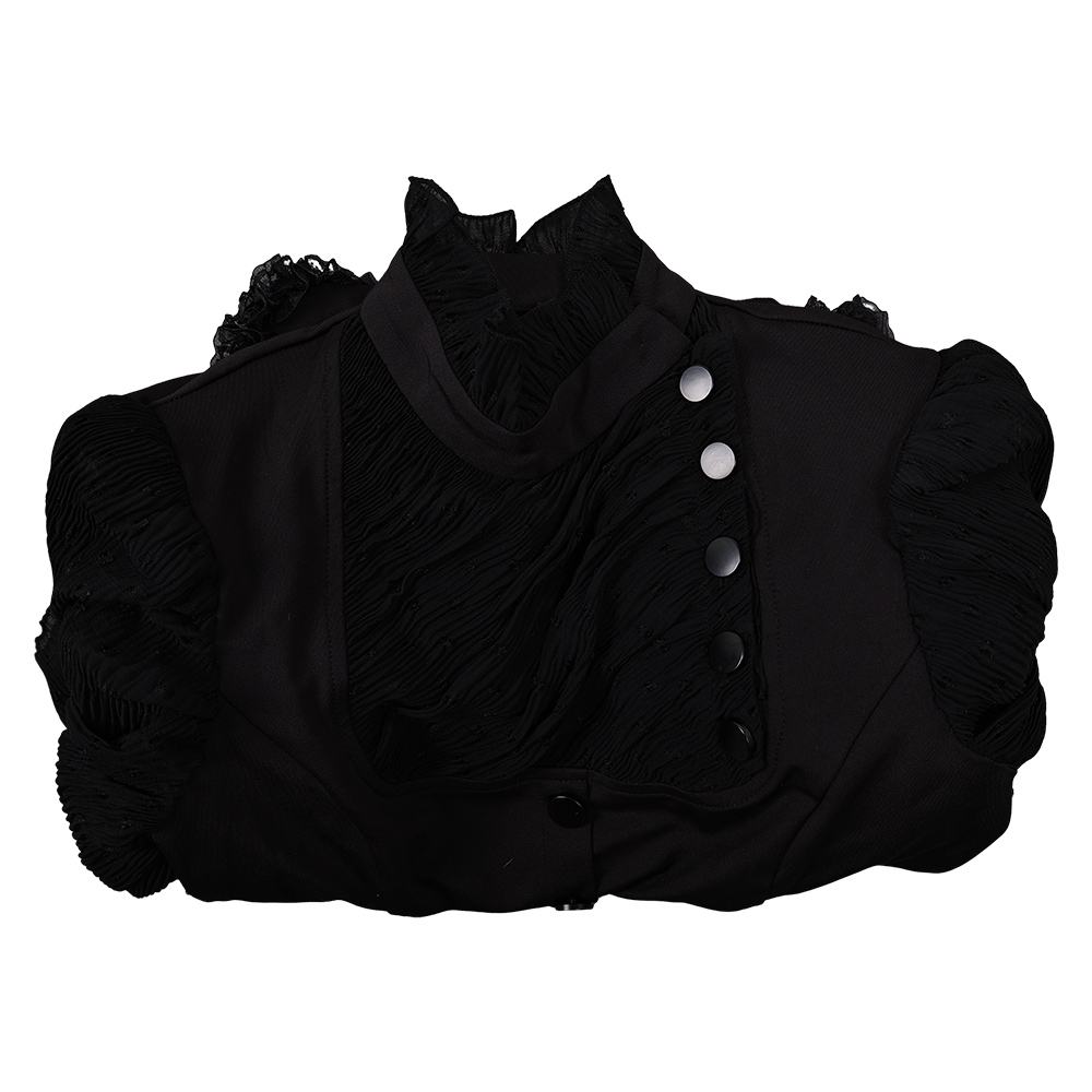 Wicked (2024) Elphaba Women Black Puffy Sleeves Dress Outfits Halloween Carnival Cosplay Costume