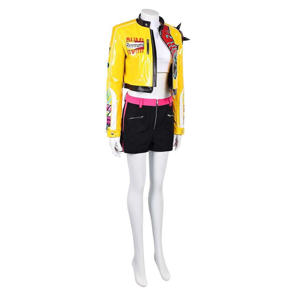Kpop Demon Hunters Rumi Ver.2 Yellow Leather Jacket Pants Halloween Carnival Party Cosplay Costume