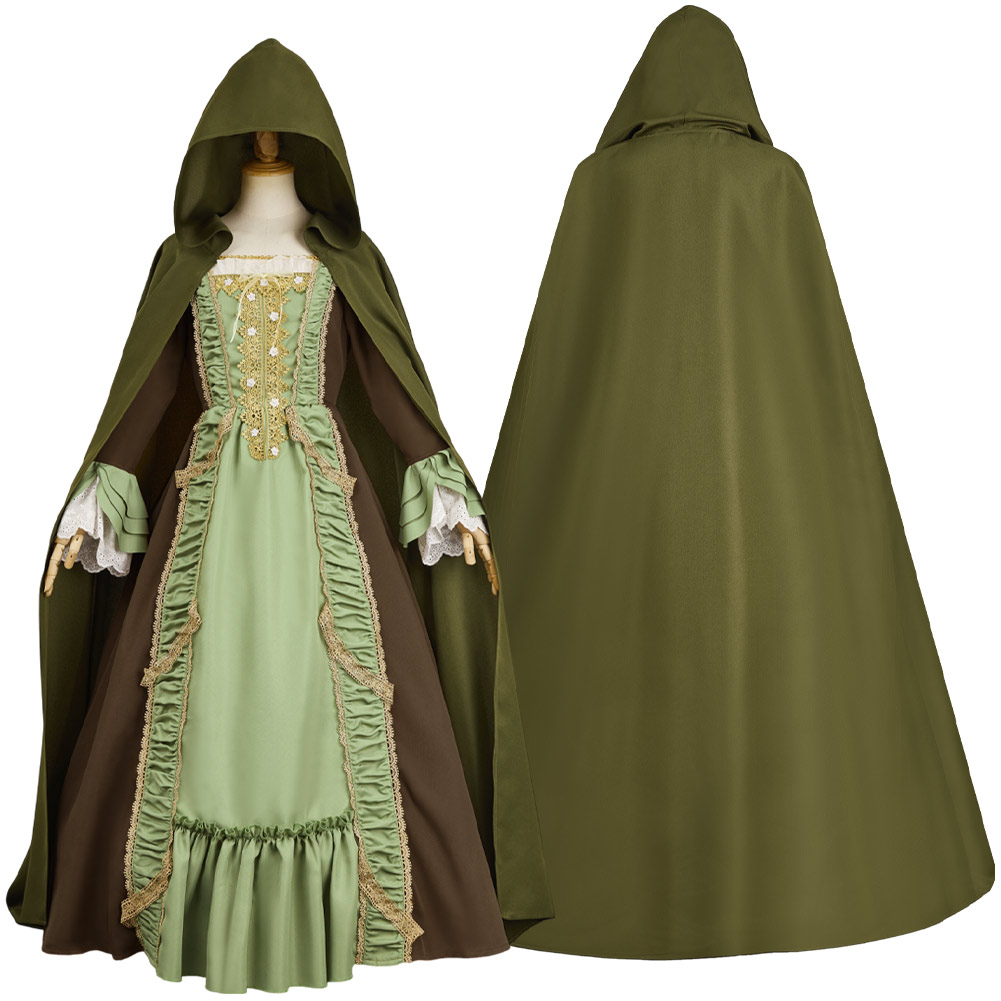Agatha All Along Rio Vidal Green Cloak Dress Outfits Halloween Carnival Cosplay Costume