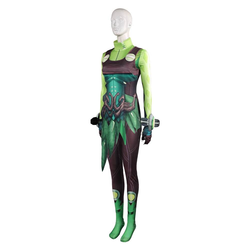 Rivals Mantis Women Green Jumpsuit Outfits Halloween Carnival Cosplay Costume