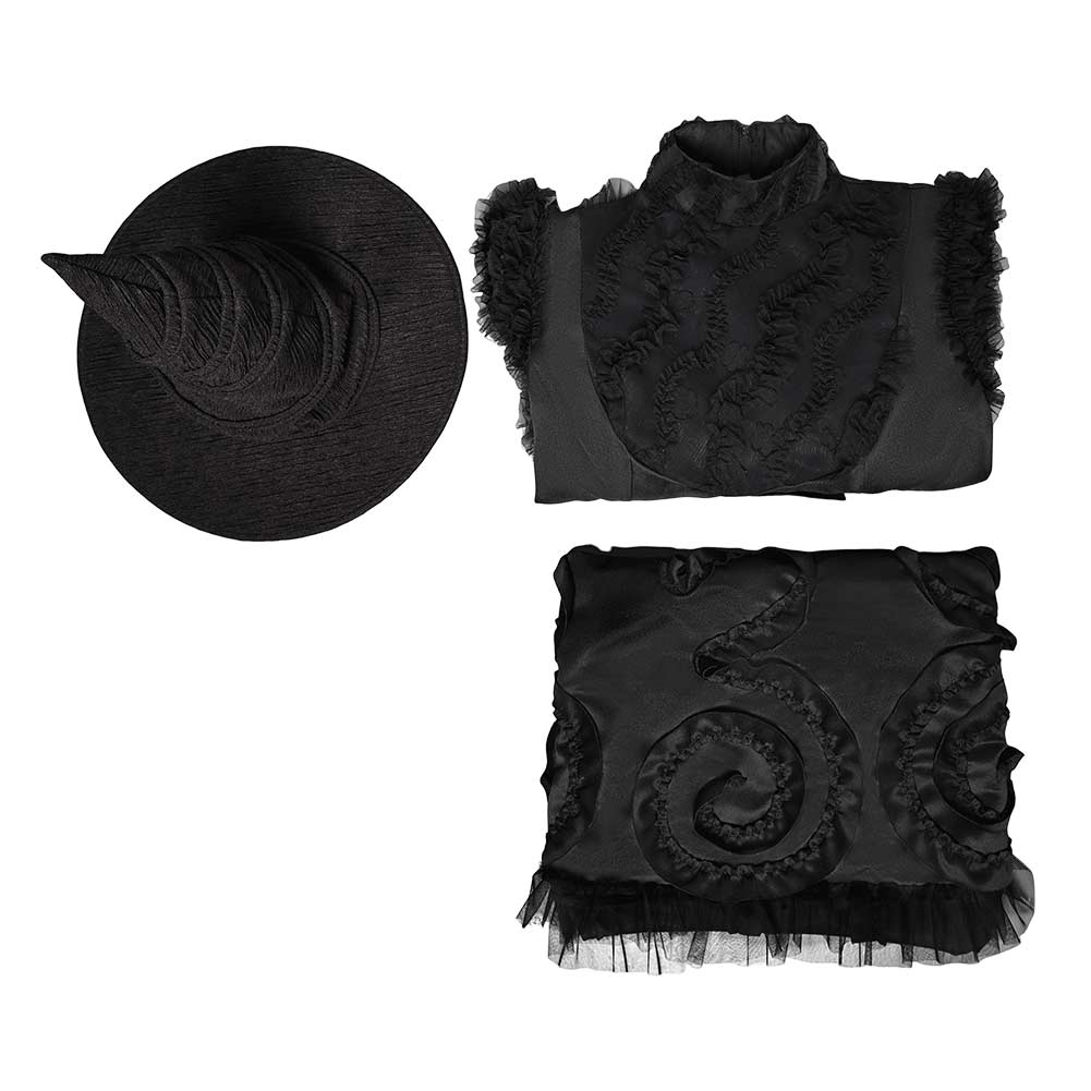Wicked (2024) Elphaba the Witch Women ​Black Lace Fullset Dress Halloween Carnival Cosplay Costume