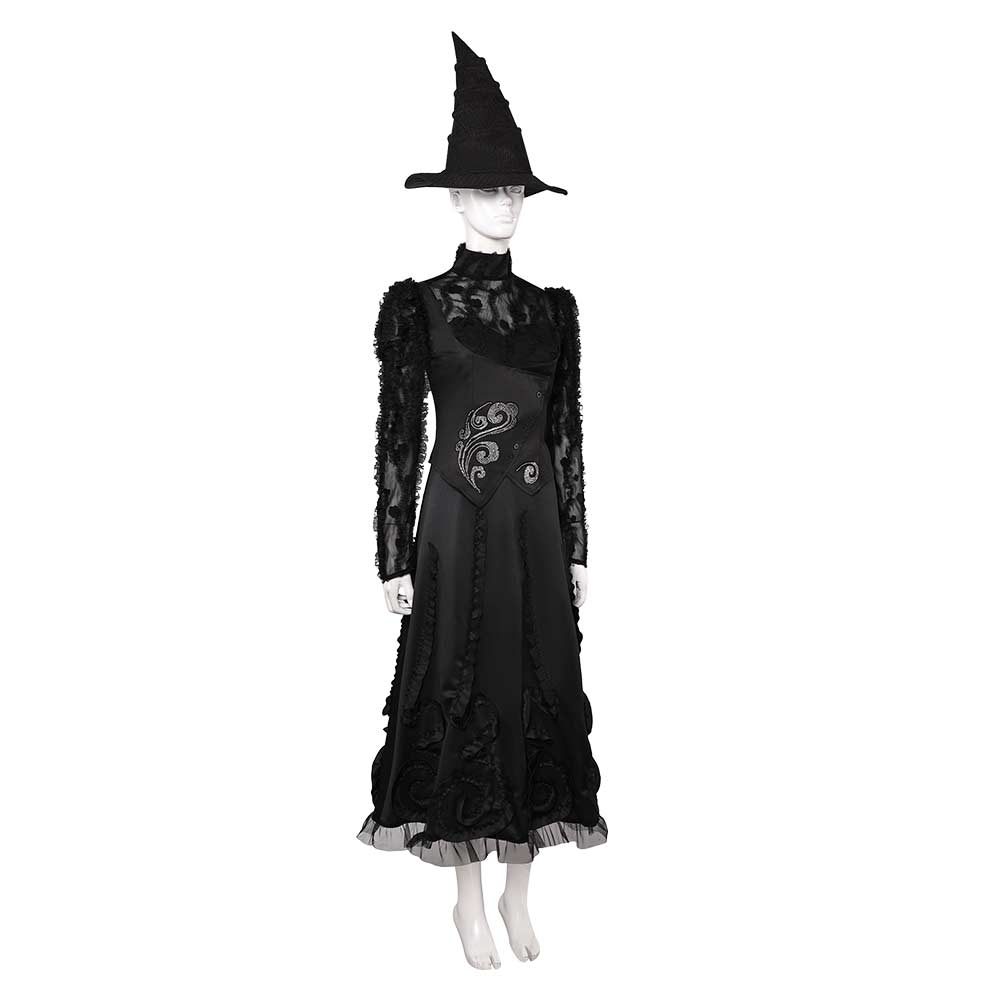 Wicked (2024) Elphaba the Witch Women ​Black Lace Fullset Dress Halloween Carnival Cosplay Costume