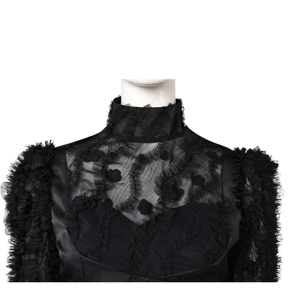 Wicked (2024) Elphaba the Witch Women ​Black Lace Fullset Dress Halloween Carnival Cosplay Costume