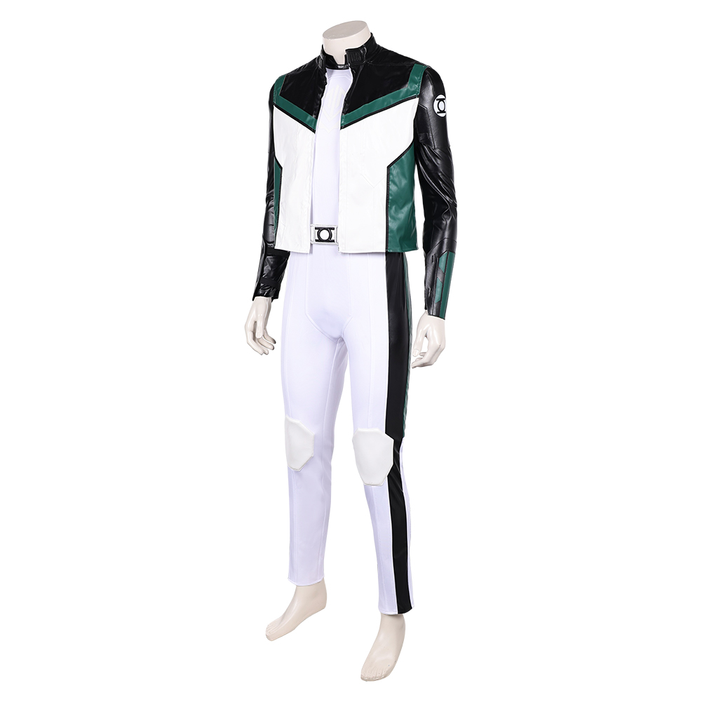 Guy Gardner Green Lantern Uniform Leather Jacket Jumpsuit Set Halloween Carnival Party Cosplay Costume