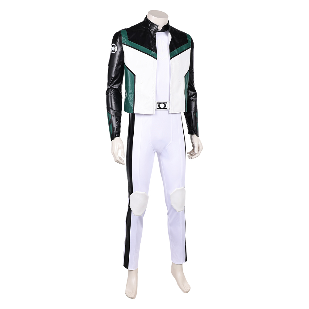 Guy Gardner Green Lantern Uniform Leather Jacket Jumpsuit Set Halloween Carnival Party Cosplay Costume