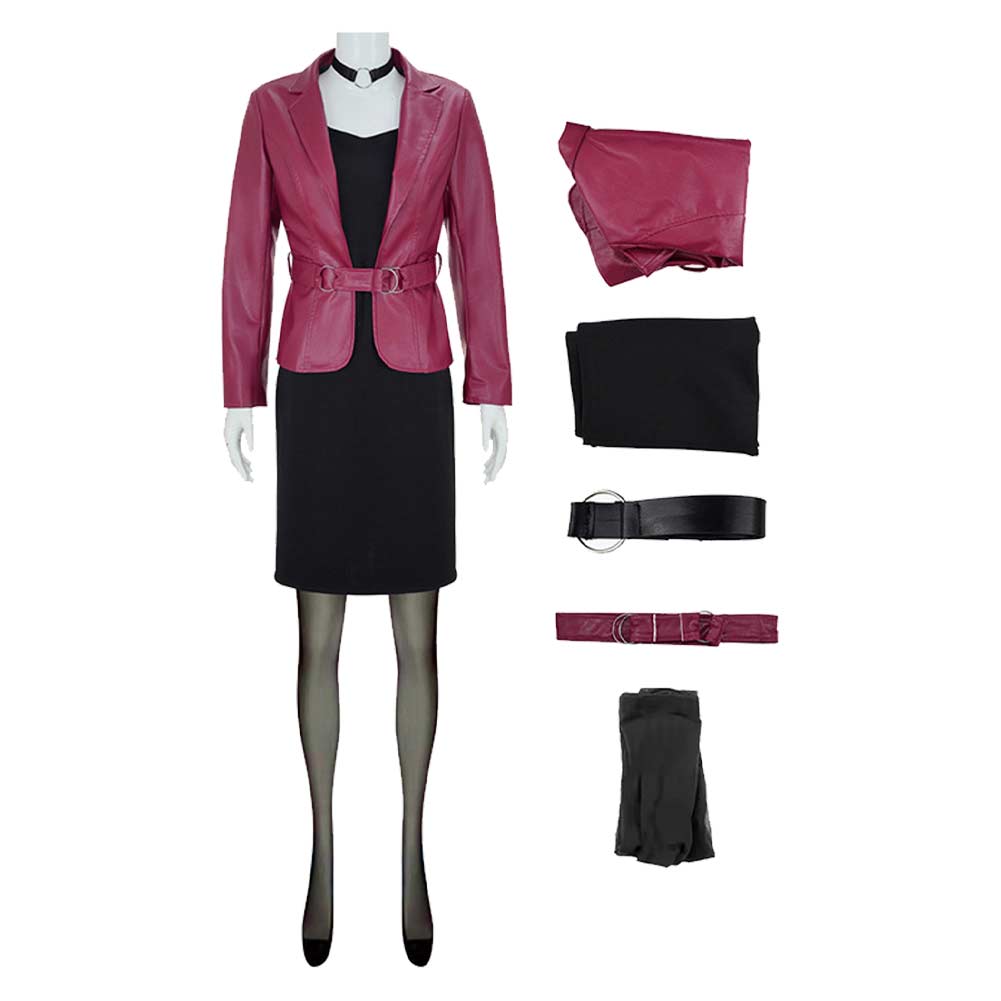 Silent Hill 2 Remake Maria Women Red Leather Suit Set Outfits Halloween Carnival Cosplay Costume