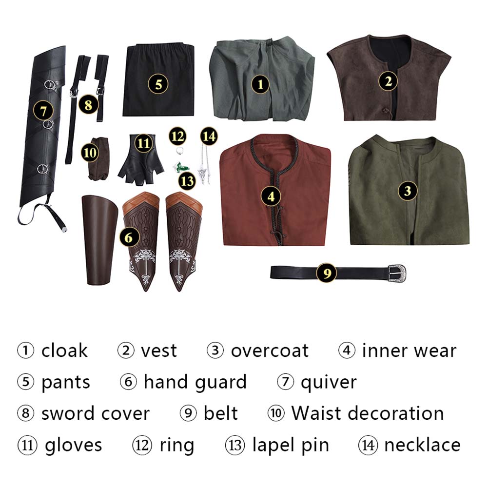 The Lord of The Rings Aragorn Fullset Outfits Medieval Fantasy Halloween Carnival Cosplay Costume