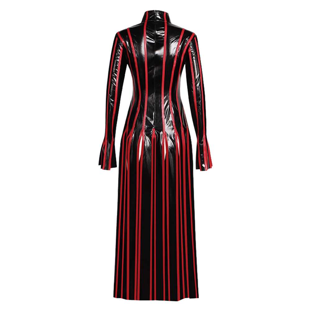 Fate/Stay Night Sakura Matou Red Strip Leather Dress Outfits Halloween Carnival Cosplay Costume