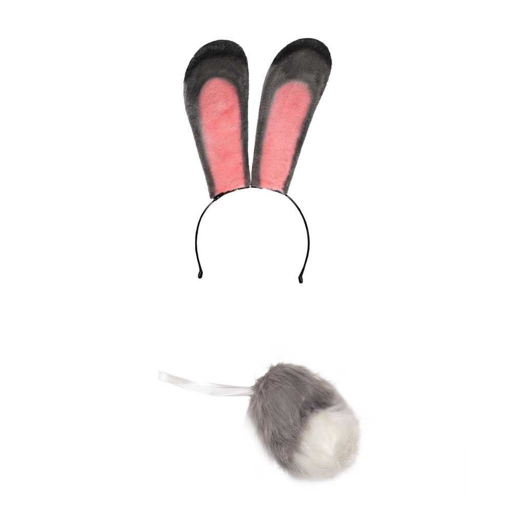 Zootopia 2 Judy Hopps Rabbit Ears Headband And Tail Accessories Halloween Carnival Cosplay Costume