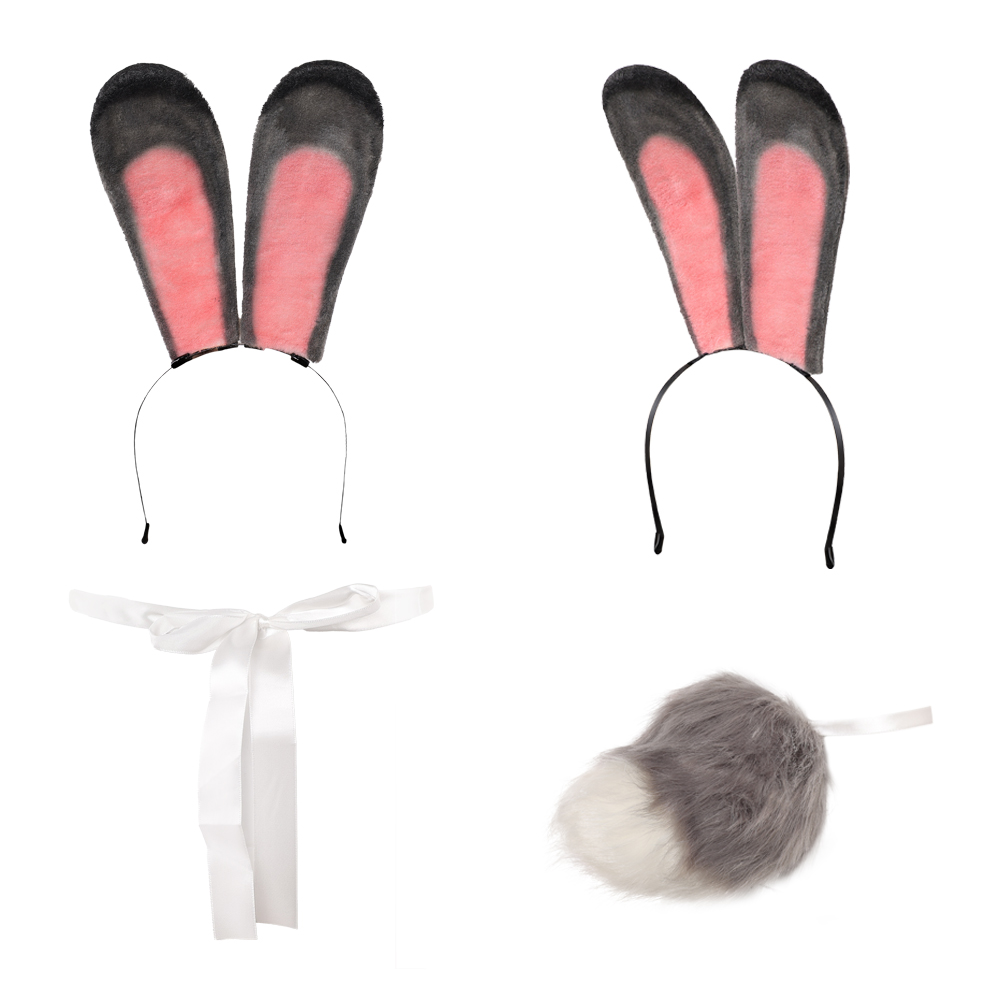 Zootopia 2 Judy Hopps Rabbit Ears Headband And Tail Accessories Halloween Carnival Cosplay Costume