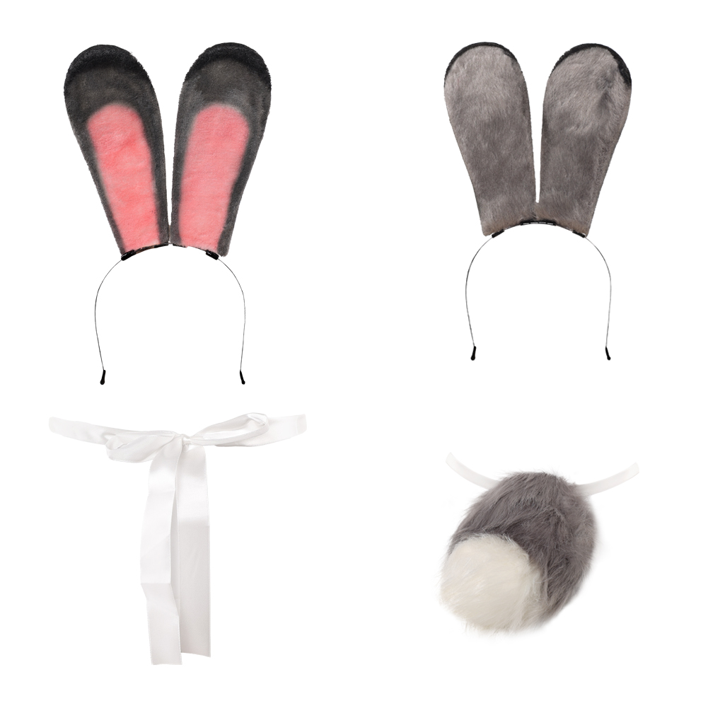 Zootopia 2 Judy Hopps Rabbit Ears Headband And Tail Accessories Halloween Carnival Cosplay Costume