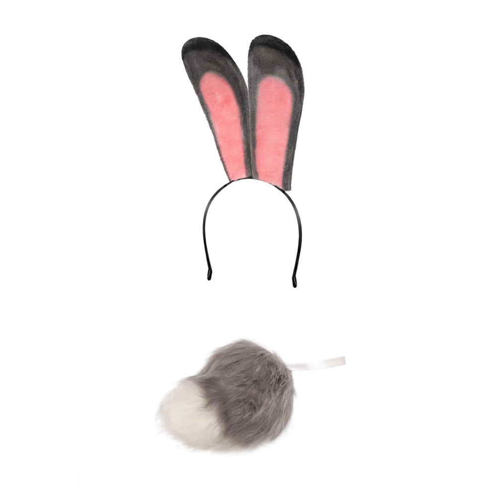 Zootopia 2 Judy Hopps Rabbit Ears Headband And Tail Accessories Halloween Carnival Cosplay Costume