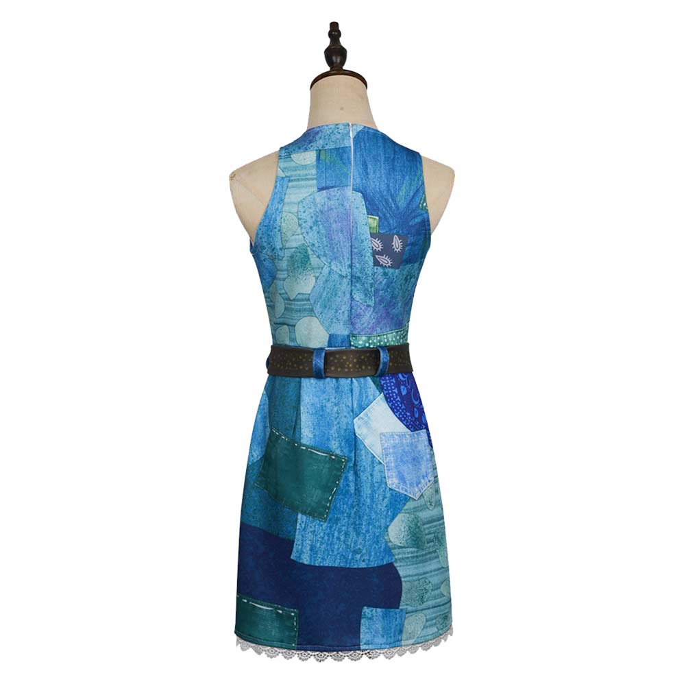 The Twits Mrs Twit Women Blue Sleeveless Dress Halloween Carnival Party Cosplay Costume