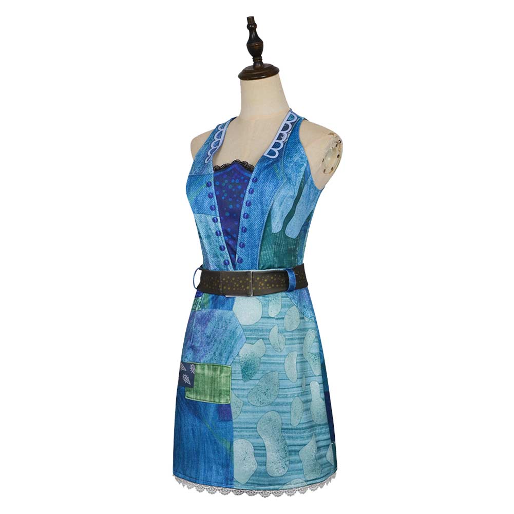 The Twits Mrs Twit Women Blue Sleeveless Dress Halloween Carnival Party Cosplay Costume